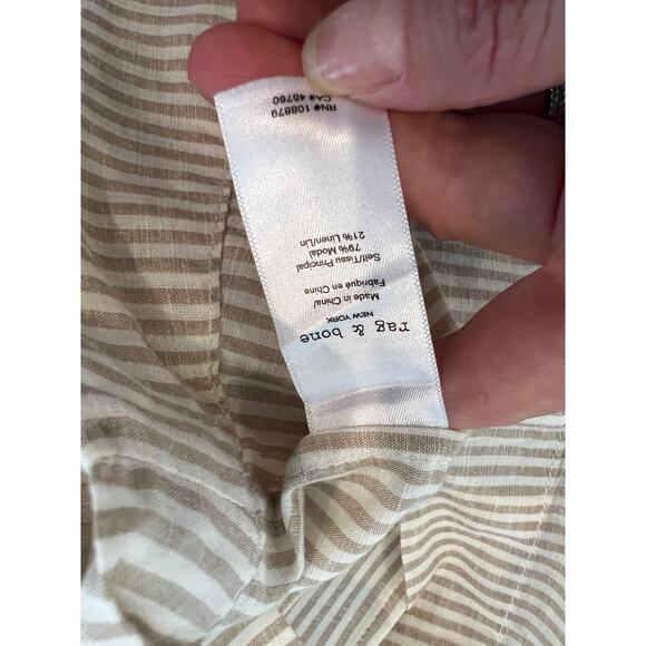 Rag & Bone Reed Short Sleeve Top Beige Stripe Print XS - Picture 8 of 8